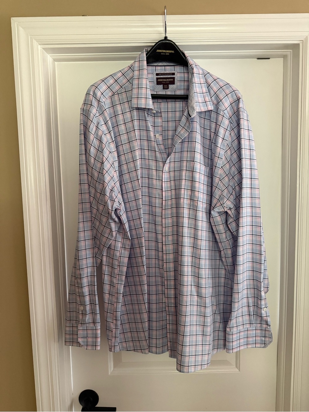 Johnston & Murphy Light Blue, Pink & Navy Plaid Cotton Shirt